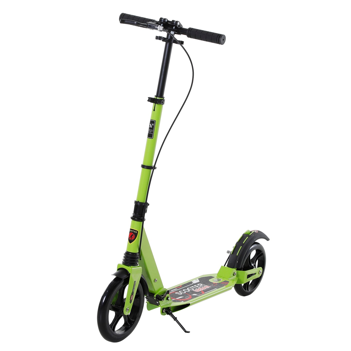 HOMCOM ick Scooter, Folding 2 Wheel Scooter for 14+ Teens Adults, with Dual Brake System, Dual Suspension, 230mm Big Wheels, 3 Adjustable Handlebar, up to 100KG, Green