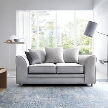 Chic Velvet 2 Seater Sofa - Light Grey Fabric