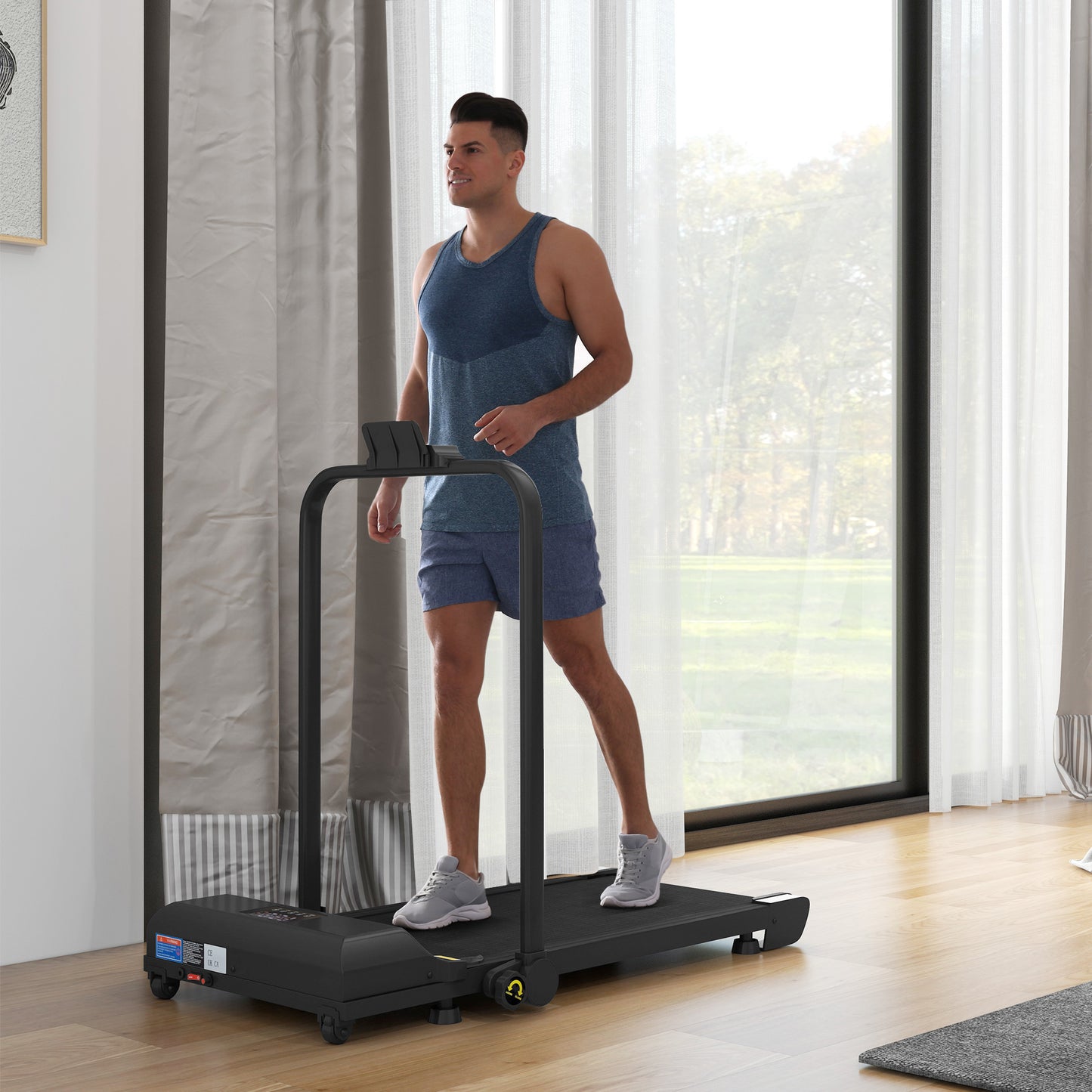 HOMCOM .5HP Walking Pad Treadmill, Folding Under Desk Treadmill Walking Machine, 1-10KM/H, with Remote Control