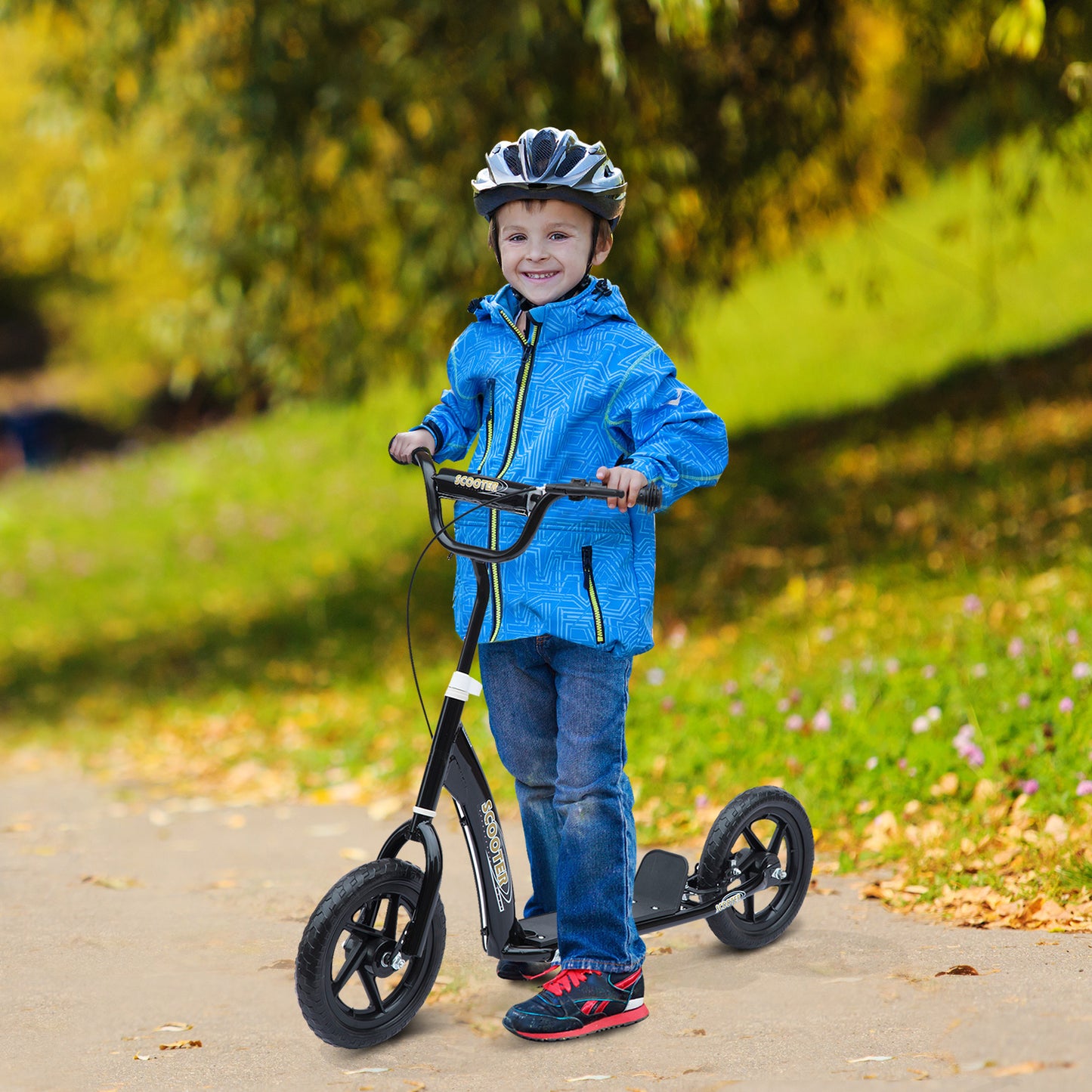 HOMCOM een Push Scooter Kids Children Stunt Scooter Bike Bicycle Ride On 12" EVA Tyres (Black)