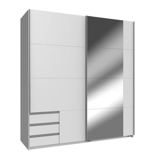 Contemporary White Amber Mirrored Sliding Wardrobe with Ample Storage and Easy Assembly