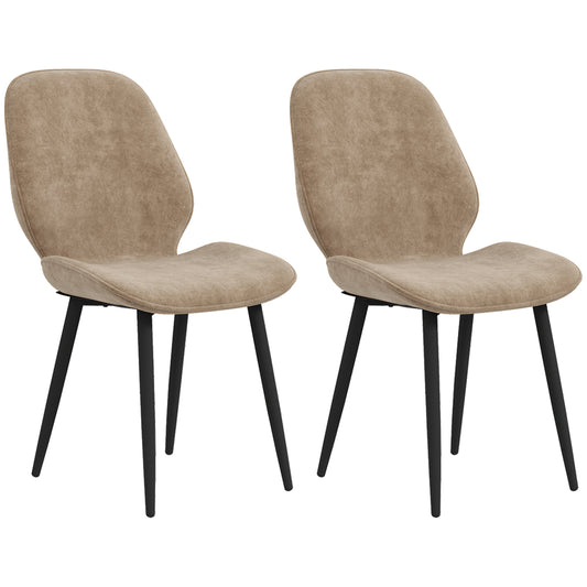 HOMCOM elvet Dining Chairs, Set of 2 Dining Room Chairs with Metal Legs for Living Room, Dining Room, Light Brown