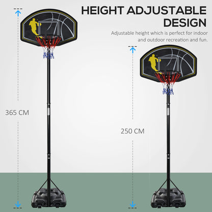 HOMCOM ortable Basketball Hoop Stand Fully Adjustable (1.9m-3.05m) PE Backboard Outdoor Adult Teen Senior Fun Sports Games with Wheels