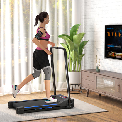 HOMCOM olding Motorised Home Treadmill Walking Machine with LCD Monitor, Blue