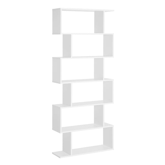 HOMCOM ooden Wood S Shape Storage Display 6 Shelves Room Divider Unit Chest Bookshelf Bookcase Cupboard Cabinet Home Office Furniture (White)