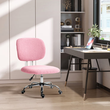 Vinsetto Teddy Fleece Armless Office Chair - Pink