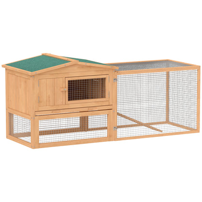 Pawhut Wooden Rabbit Hutch Guinea Pig hutch House 2 Tier with Rabbit Run for Outdoor Garden Backyard, 85 x 24 x 57cm