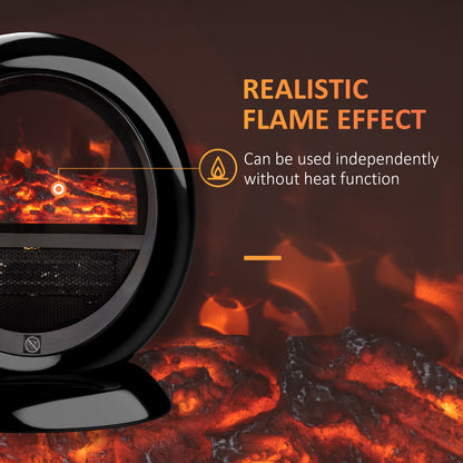 HOMCOM reestanding Electric Fireplace Indoor Space Table Top Heater with Realistic Flame Effect, Rotatable Head, Overheating Protection, 1500W, Black