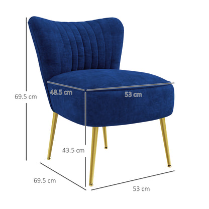 HOMCOM elvet-Feel Tub Accent Chair - Dark Blue