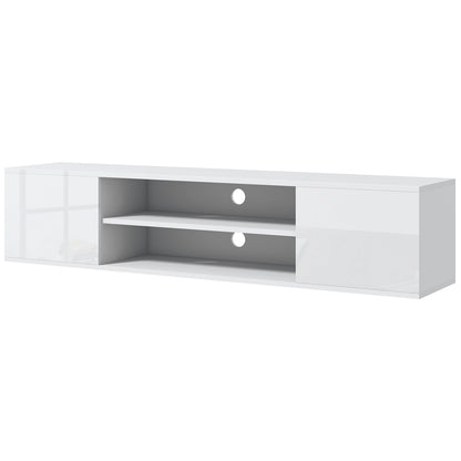 HOMCOM loating TV Stand Cabinet for TVs up to 60", Wall Mounted TV Unit with Open Shelf, Storage Cupboards and Cable Management for Living Room, White