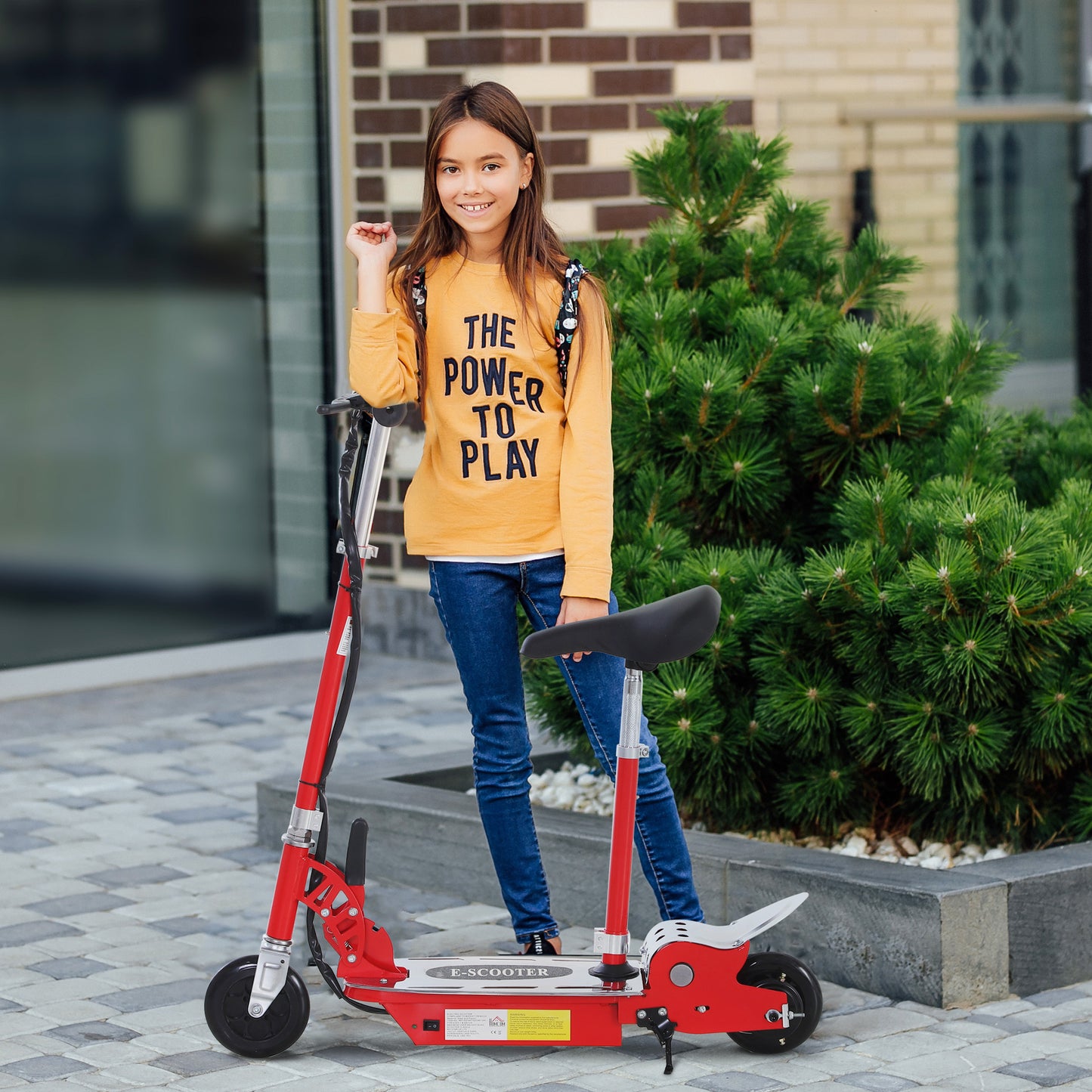 HOMCOM oldable Electric Scooter for Teens Over 7 years old 12V Battery 120W-Red