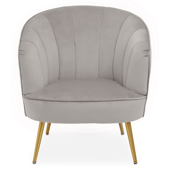 FURCO Yolinda Grey Velvet Armchair with Gold Legs - Modern Cocktail Chair for Living Room