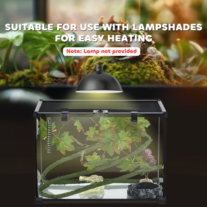 PawHut Glass Reptile Terrarium with Decor Kit, Breeding Tank with Thermometer for Small Animals, 50 x 30 x 35cm, Heated - Black