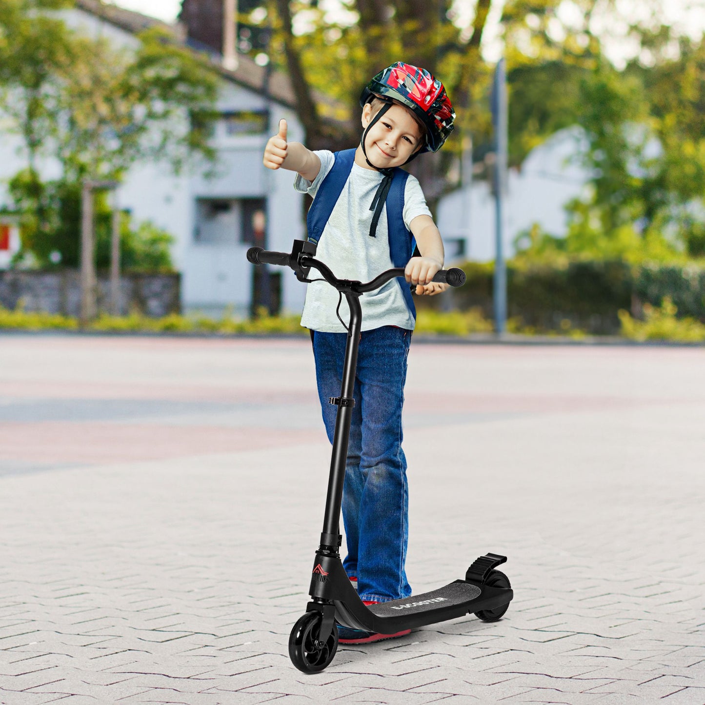 HOMCOM lectric Scooter, 120W Motor E-Scooter with Battery Display, Adjustable Height, Rear Brake for Ages 6+ Years - Black