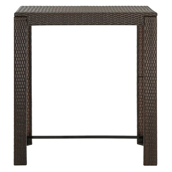 Brown Rattan Outdoor Bar Table - 100cm Modern Garden Furniture with Sturdy Steel Frame