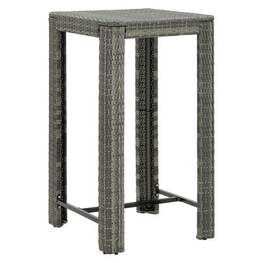 FURCO Modern Grey Rattan Outdoor Bar Table - 60.5cm Stylish Garden Furniture