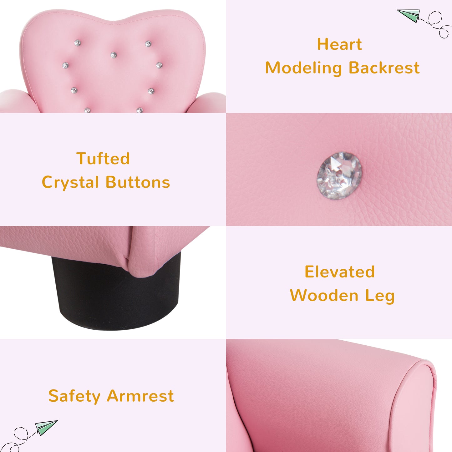 HOMCOM ids Armchair Toddler Chair Seating Relax Playroom Seater Girl Princess Pink