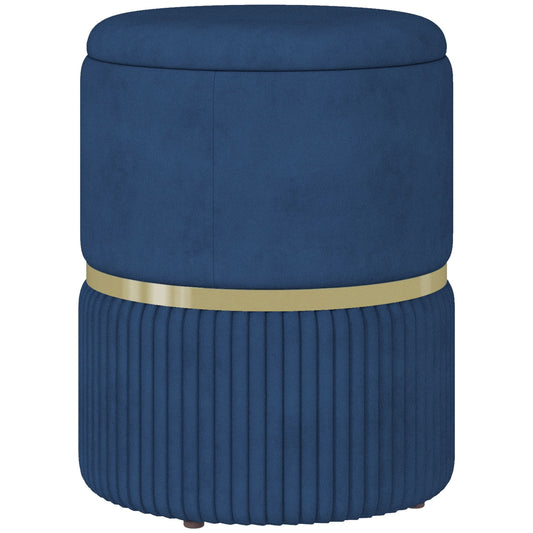 HOMCOM elvet-Feel Storage Ottoman - Blue