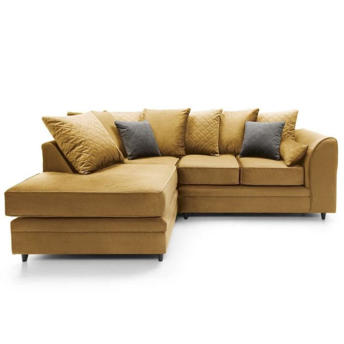 Modern Velvet Corner Sofa with Hydrophobic Fabric - Elegant Design in Antique Gold