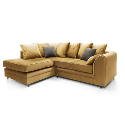 Modern Velvet Corner Sofa with Hydrophobic Fabric - Elegant Design in Antique Gold