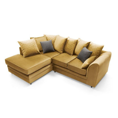 Modern Velvet Corner Sofa with Hydrophobic Fabric - Elegant Design in Antique Gold