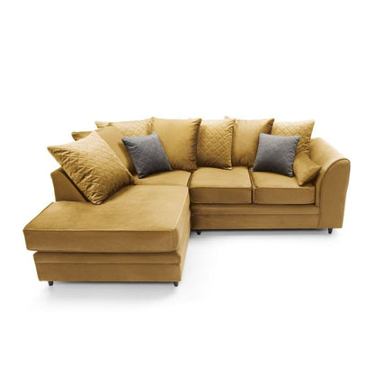 Modern Velvet Corner Sofa with Hydrophobic Fabric - Elegant Design in Antique Gold