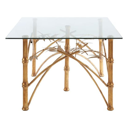 Zaria Glass Coffee Table with Gold Bamboo Frame - Elegant Accent Table for Living Room