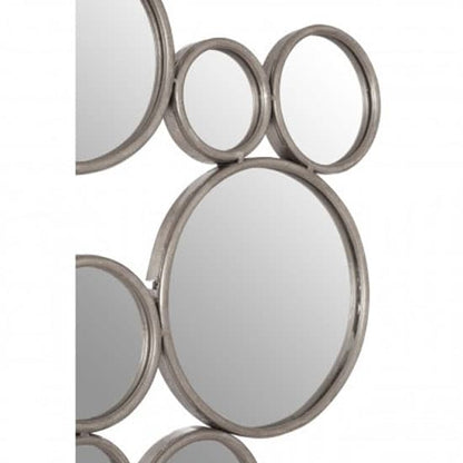 Zaria Large Multi Circle Wall Mirror In Antique Silver Frame