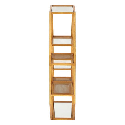 Zaria Gold Framed Mirrored Wall Shelf Unit for Modern Living Rooms