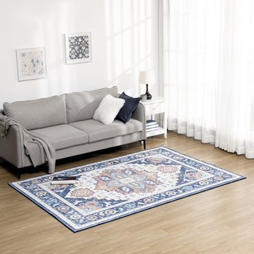 HOMCOM intage Rugs, Area Rugs Large Carpet for Living Room, Bedroom, Dining Room, 160x230 cm, Blue