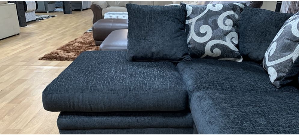 Zina Fabric Corner Sofa LHF Black Scatter Back