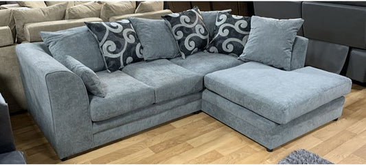 Grey Corner Sofa with Scatter Back and Hardwood Frame - Right Hand Facing