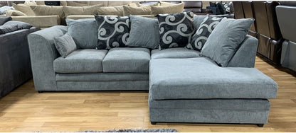 Grey Corner Sofa with Scatter Back and Hardwood Frame - Right Hand Facing