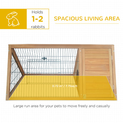 PawHut Wooden Rabbit Hutch Triangle Bunny Ferret Cage Guinea Pig Run Small Animal Hutch Yellow 116 x 62.2 x 52.5 cm