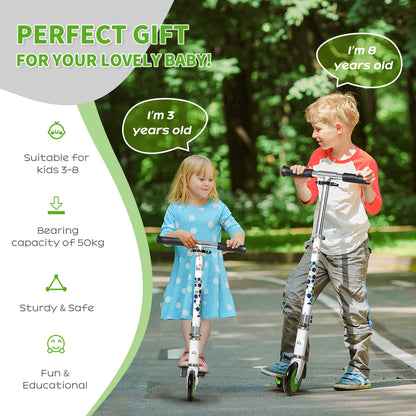 HOMCOM ids Scooter One-Click Foldable Kick Scooter Adjustable Height for Boys and Girls 3 - 8 Years White