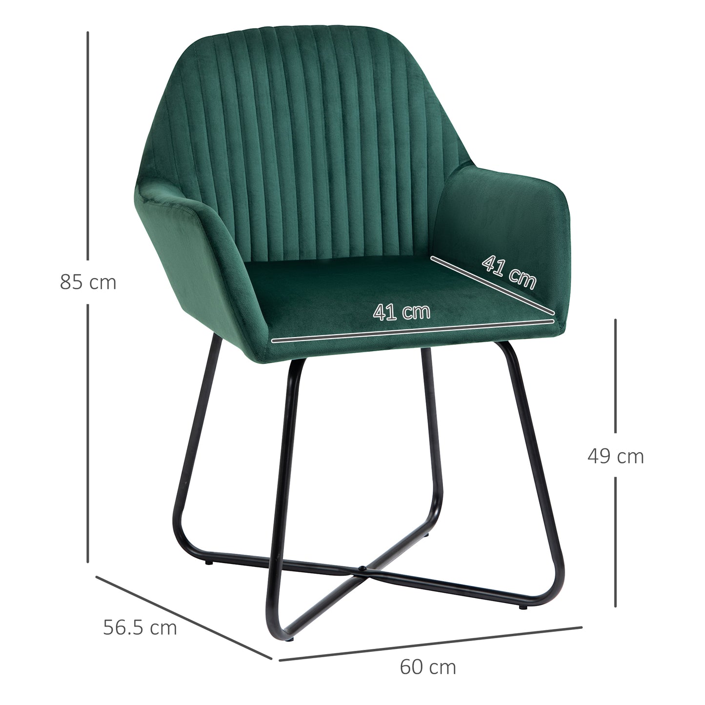 HOMCOM elvet-Feel Plisse Back Accent Chair - Green